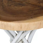 East at Main 22" Liberte Round Side Table: Reclaimed Teak, No Assembly, Rustic Tripod Base