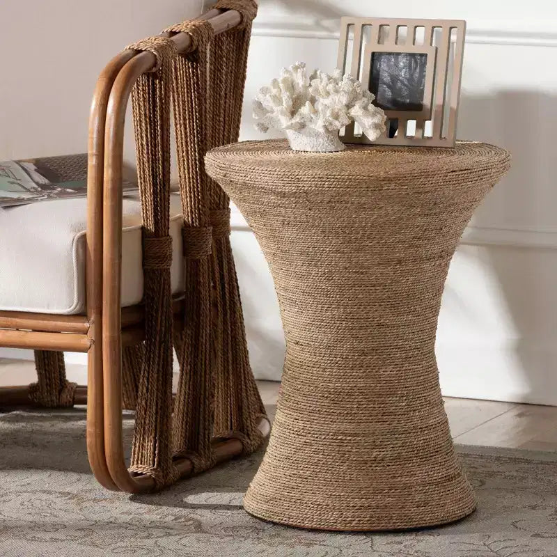 bali & pari Cady Seagrass Side Table Natural Brown