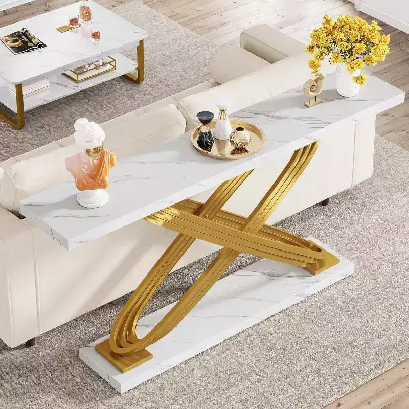 LITTLE TREE 55" Rectangular Modern Console Table White