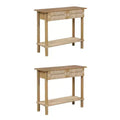 Nathan James Set of 2 Beacon Seagrass Console Tables Light Brown