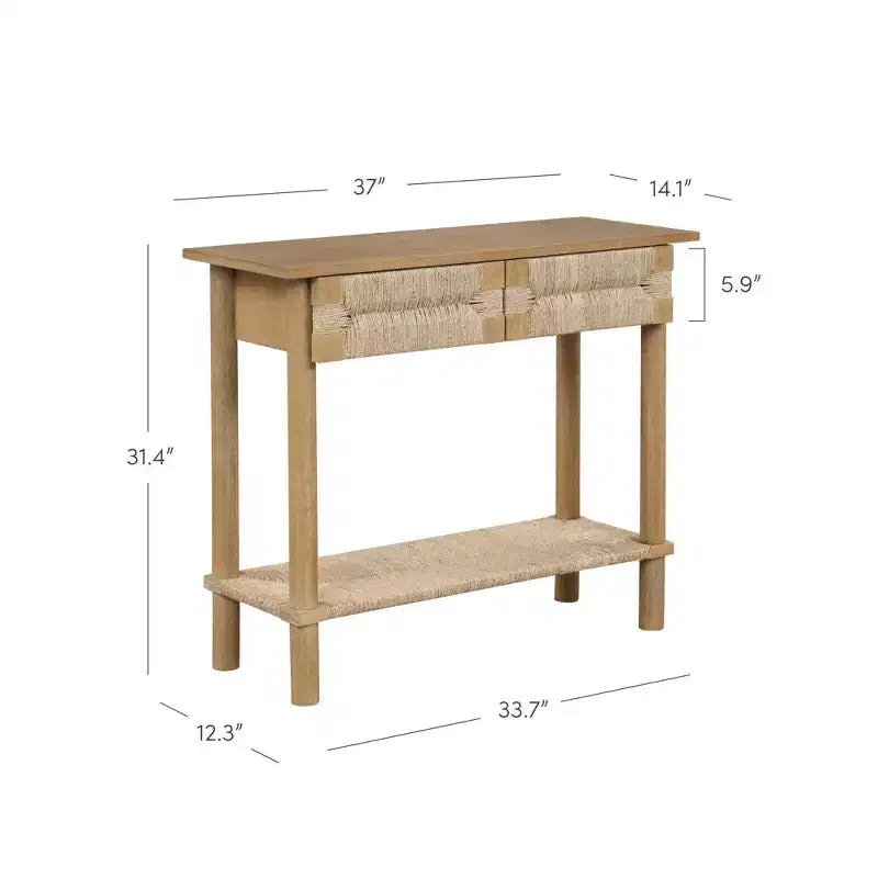 Nathan James Set of 2 Beacon Seagrass Console Tables Light Brown