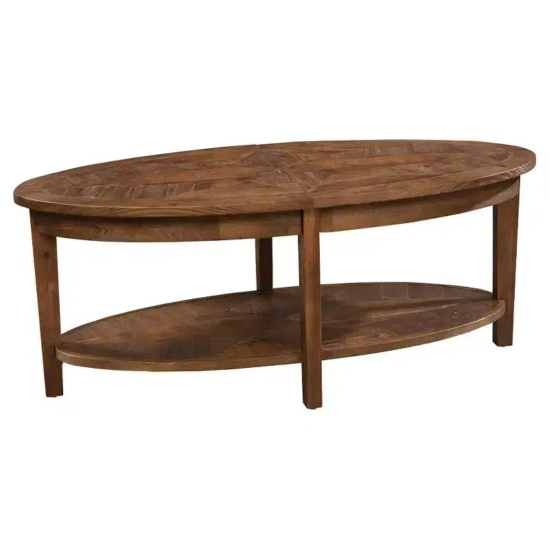 Alaterre Revive 48-inch Oval Coffee Table with Storage Shelf for Living Room Décor, Natural