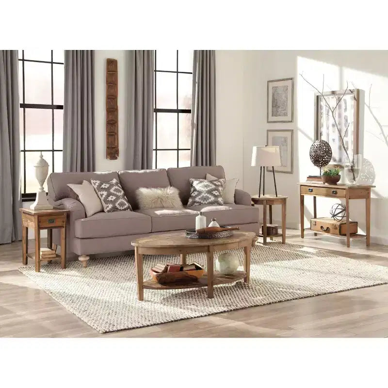 Alaterre Revive 48-inch Oval Coffee Table with Storage Shelf for Living Room Décor, Natural