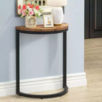 LITTLE TREE Slim C Shaped End Table for Sofa Brown/Black