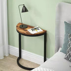 LITTLE TREE Slim C Shaped End Table for Sofa Brown/Black