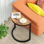 LITTLE TREE Slim C Shaped End Table for Sofa Brown/Black