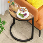 LITTLE TREE Slim C Shaped End Table for Sofa Brown/Black