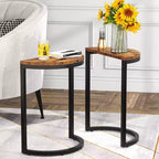 LITTLE TREE Slim C Shaped End Table for Sofa Brown/Black
