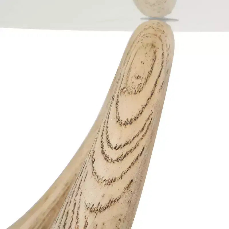 Olivia & May Cement Abstract Coffee Table with Abstract Wavy Base and Triangular Glass Top Beige
