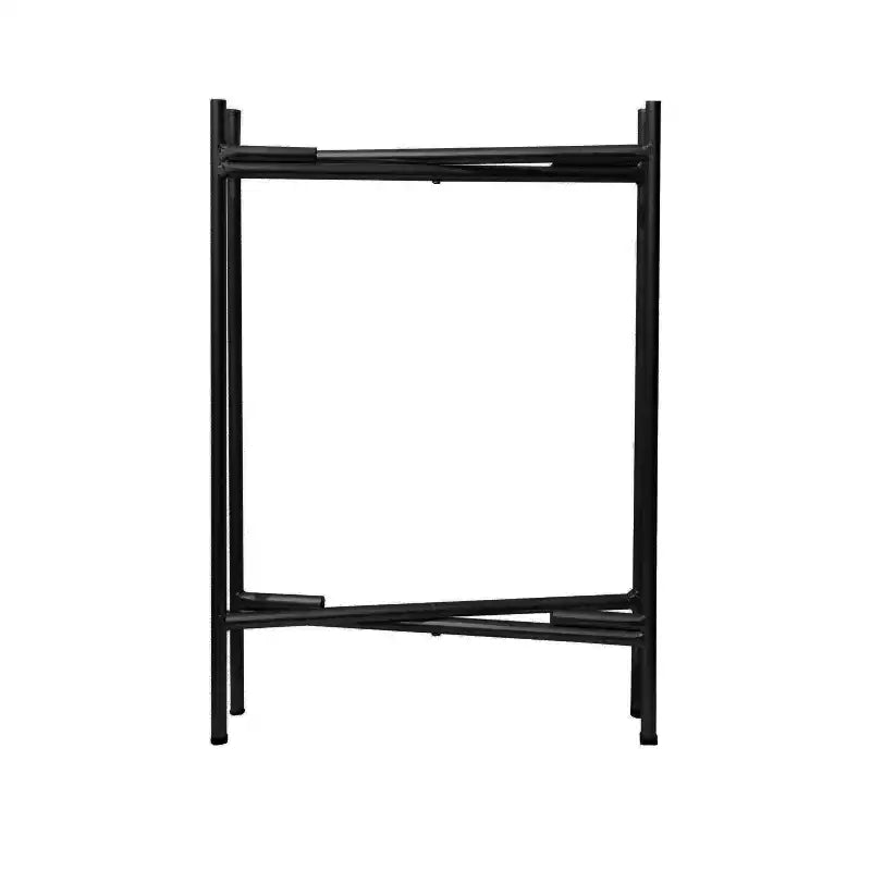 The Urban Port 15" Modern Side End Table Metal Round Tray Top Foldable Legs Black