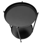 The Urban Port 15" Modern Side End Table Metal Round Tray Top Foldable Legs Black