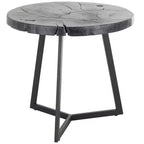 Olivia & May Teak Wood Accent Table: No Assembly, Indoor Use, Round Shape, 21.5" Height