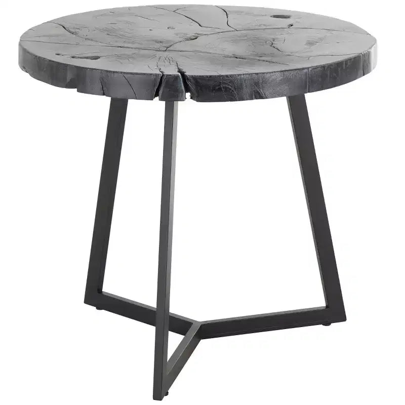 Olivia & May Teak Wood Accent Table: No Assembly, Indoor Use, Round Shape, 21.5" Height