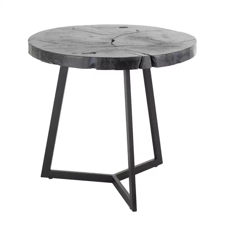 Olivia & May Teak Wood Accent Table: No Assembly, Indoor Use, Round Shape, 21.5" Height