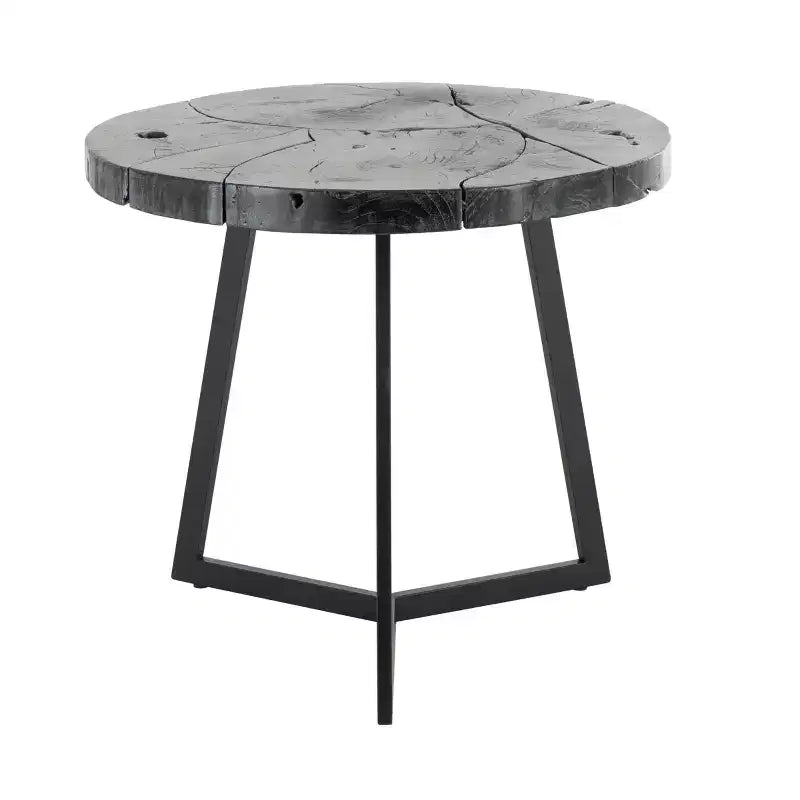 Olivia & May Teak Wood Accent Table: No Assembly, Indoor Use, Round Shape, 21.5" Height