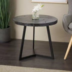 Olivia & May Teak Wood Accent Table: No Assembly, Indoor Use, Round Shape, 21.5" Height