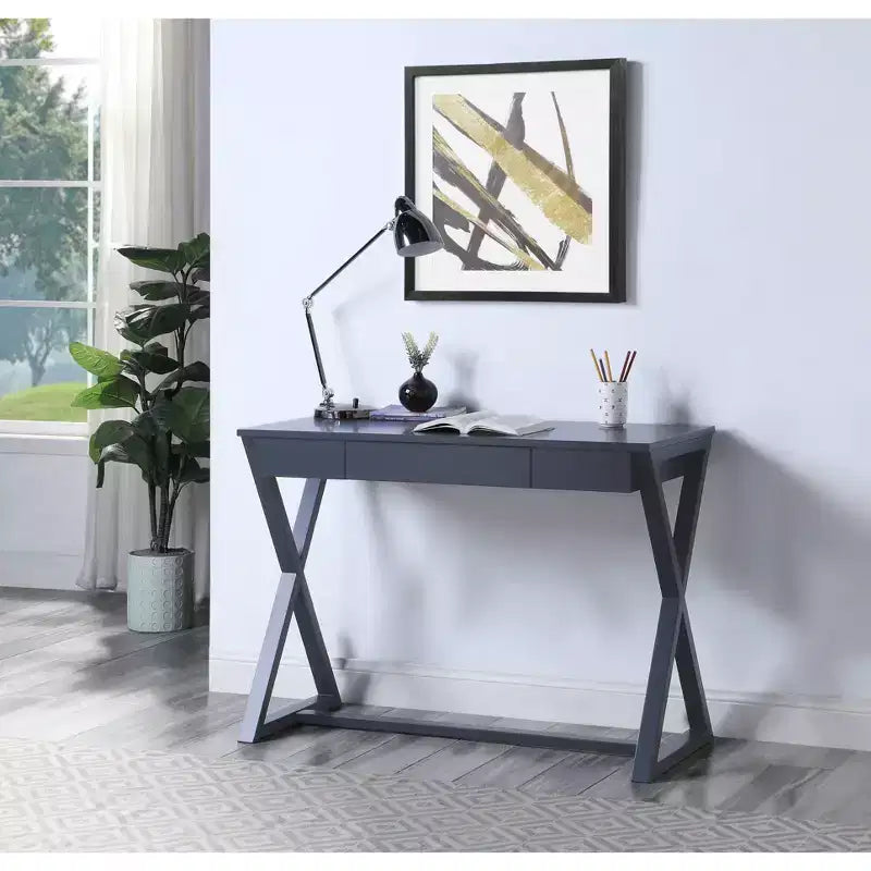 42" Nalo Console Table Black Finish - Acme Furniture: Charcoal Poplar Wood, Storage Drawer