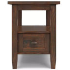 Tavolino stretto Norfolk marrone carbone anticato - WyndenHall: legno di pino, 1 cassetto, ripiano aperto, altezza 50,8 cm