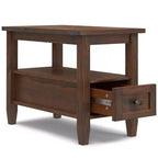 Tavolino stretto Norfolk marrone carbone anticato - WyndenHall: legno di pino, 1 cassetto, ripiano aperto, altezza 50,8 cm