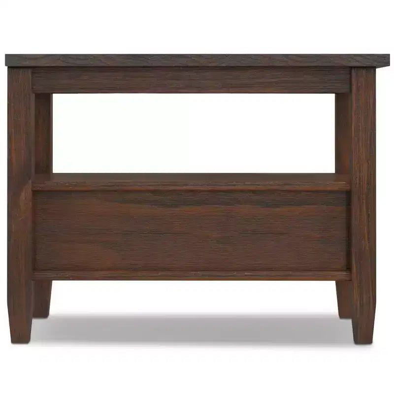 Norfolk Narrow Side Table Distressed Charcoal Brown - WyndenHall: Pine Wood, 1 Drawer, Open Shelf, 20" High