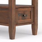 Tavolino stretto Norfolk marrone carbone anticato - WyndenHall: legno di pino, 1 cassetto, ripiano aperto, altezza 50,8 cm