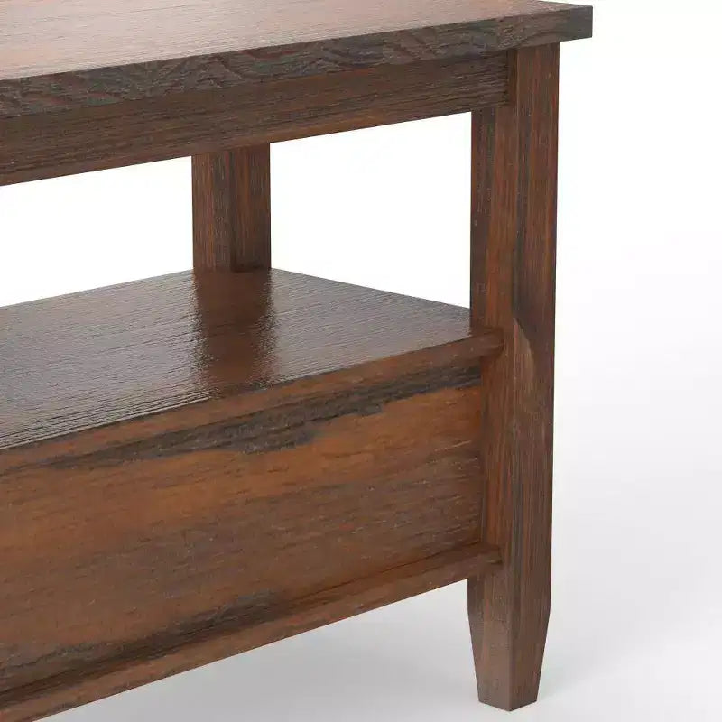 Tavolino stretto Norfolk marrone carbone anticato - WyndenHall: legno di pino, 1 cassetto, ripiano aperto, altezza 50,8 cm