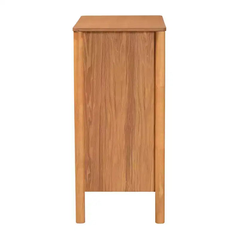 Baxton Studio Jenn Wood 4 Drawer Chest with Distressed Finished Rattan Golden Brown/Distressed Rattan