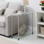 Breighton Home Designs2Go Classic Glass 2 Tier Chairside End Table in Glass/Chrome