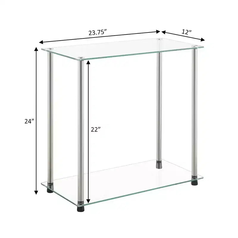 Breighton Home Designs2Go Classic Glass 2 Tier Chairside End Table in Glass/Chrome