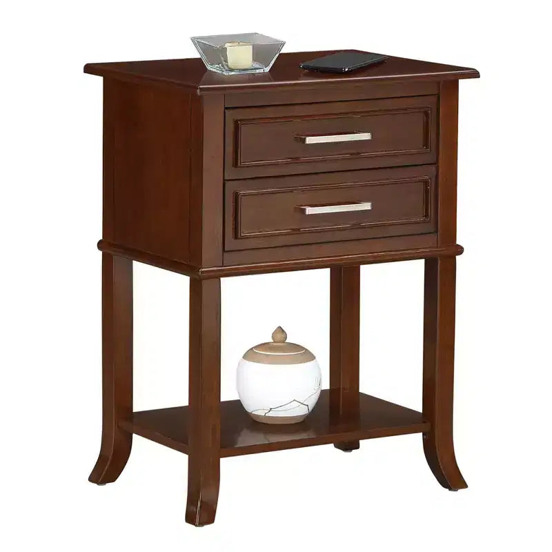 Breighton Home Sydney 2 Drawer End Table with Shelf in Espresso