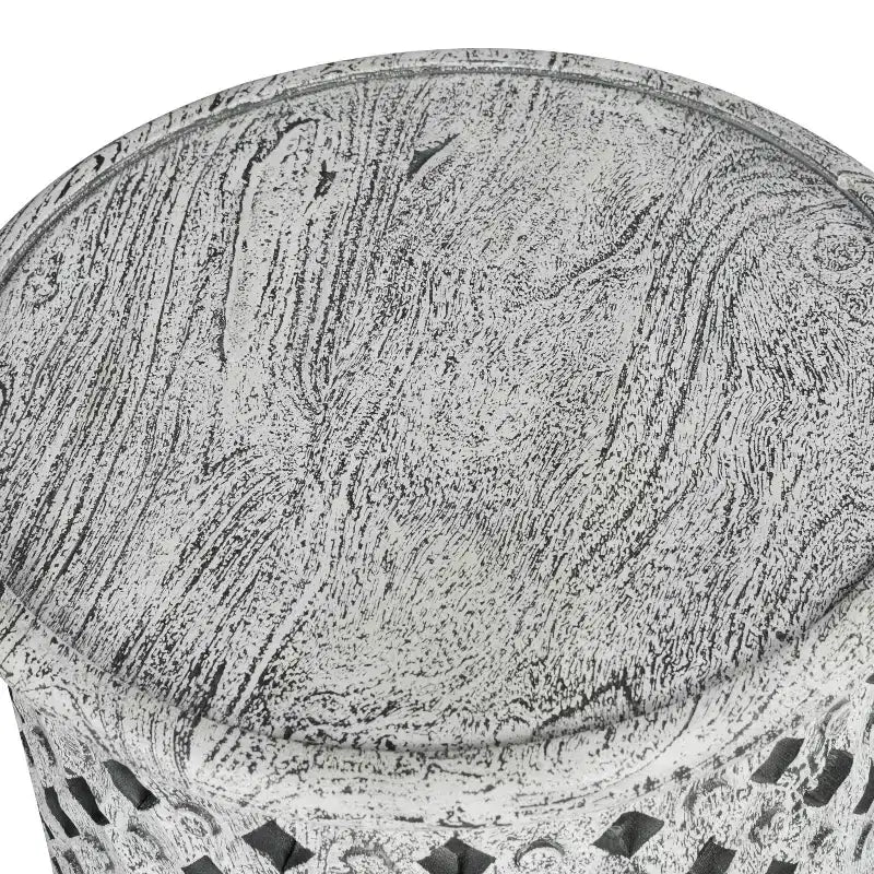 Samir Round End Table Alabaster: Steve Silver Co., No Assembly, Tray Top, Wood, Heathered White