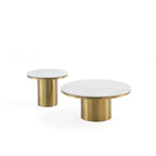Manhattan Comfort Glenn 2pc Coffee Table and End Table Set Gold