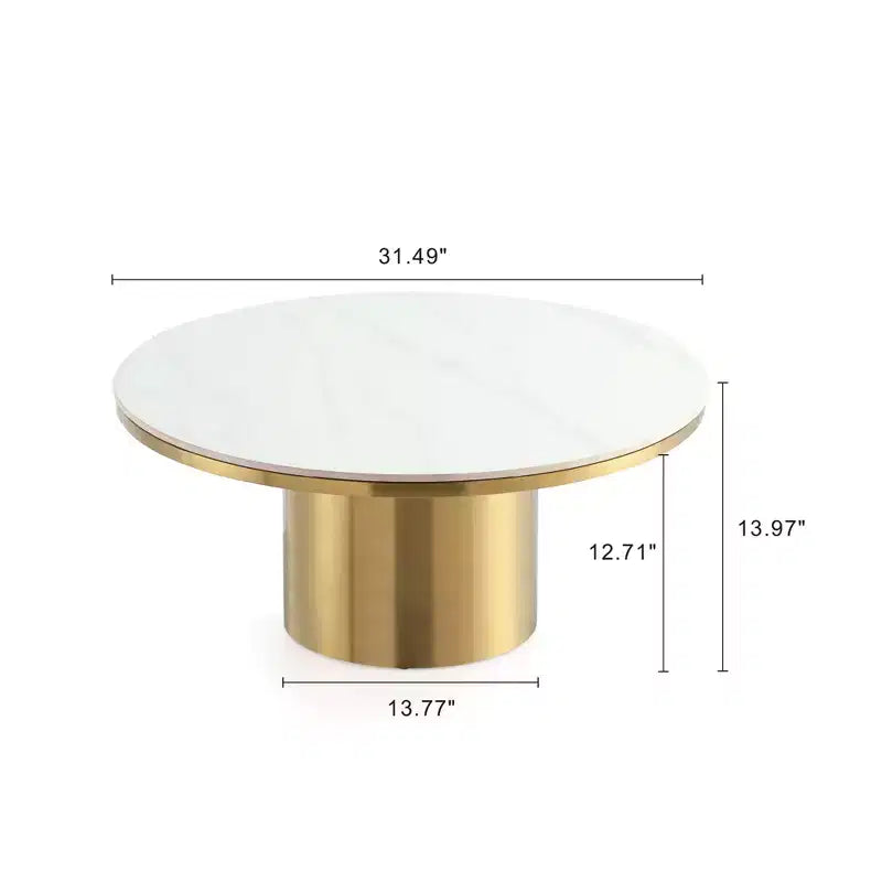 Manhattan Comfort Glenn Set 2 Pezzi Tavolino da Caffè e Tavolino Laterale Oro
