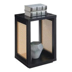 Breighton Home Northfield Admiral Weave End Table with Shelf in Black/Beige Barley