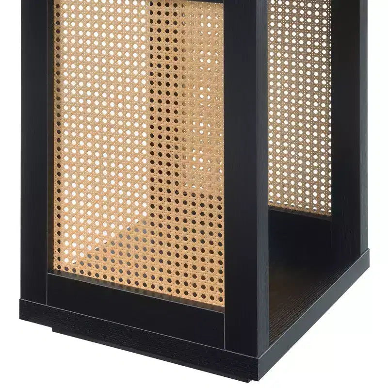 Breighton Home Northfield Admiral Weave End Table with Shelf in Black/Beige Barley