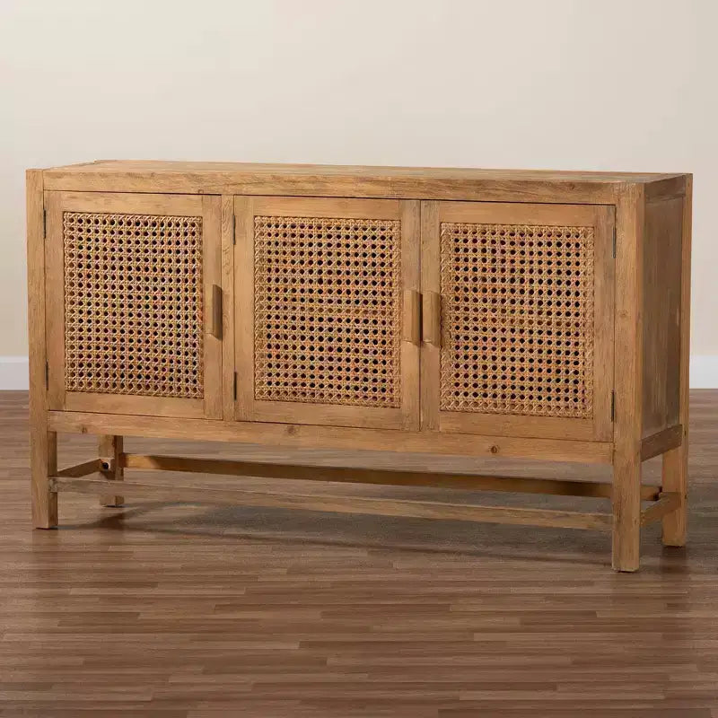 bali & pari Sibu Rattan and Reclaimed Wood Cabinet Natural/Natural Brown