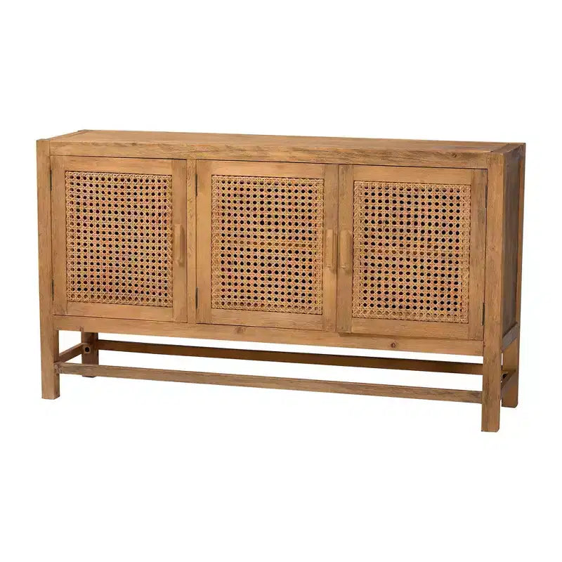 bali & pari Sibu Rattan and Reclaimed Wood Cabinet Natural/Natural Brown