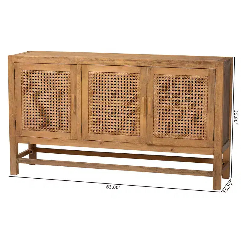 bali & pari Sibu Rattan and Reclaimed Wood Cabinet Natural/Natural Brown
