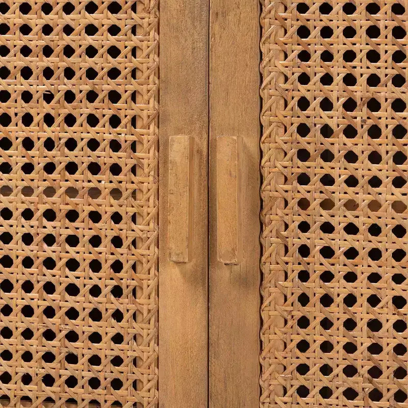 bali & pari Sibu Rattan and Reclaimed Wood Cabinet Natural/Natural Brown