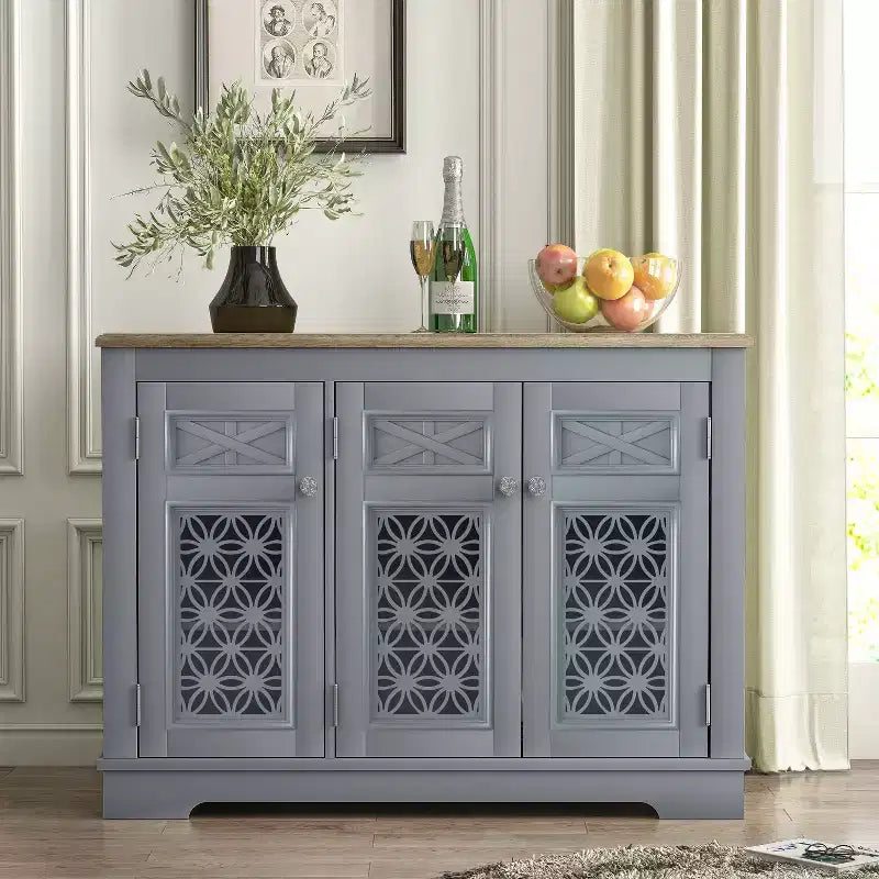 Festivo 45" Vintage Storage Accent Buffet Sideboard Cabinet Gray