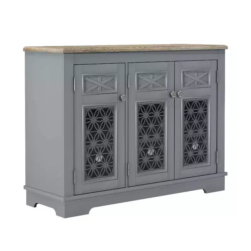 Festivo 45" Vintage Storage Accent Buffet Sideboard Cabinet Gray