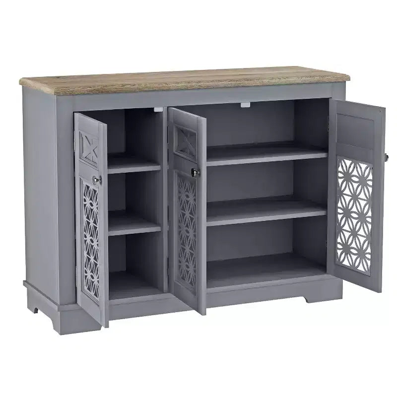 Festivo 45" Vintage Storage Accent Buffet Sideboard Cabinet Gray