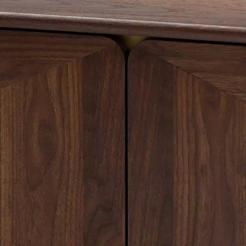 Graceland 2 Drawer Wooden Coffee Table Walnut Brown/Gold - Baxton Studio: Mid-Century Storage, Rectangular Shape