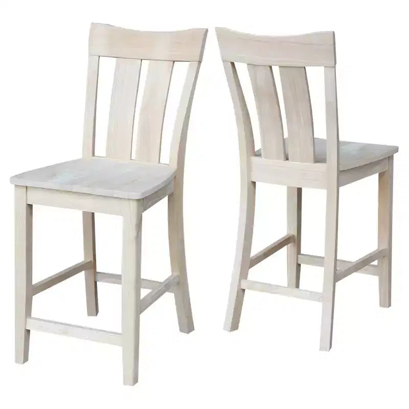 Sgabello da bancone Ava 24" (altezza bancone) non verniciato - International Concepts: Legno massello, Seduta quadrata