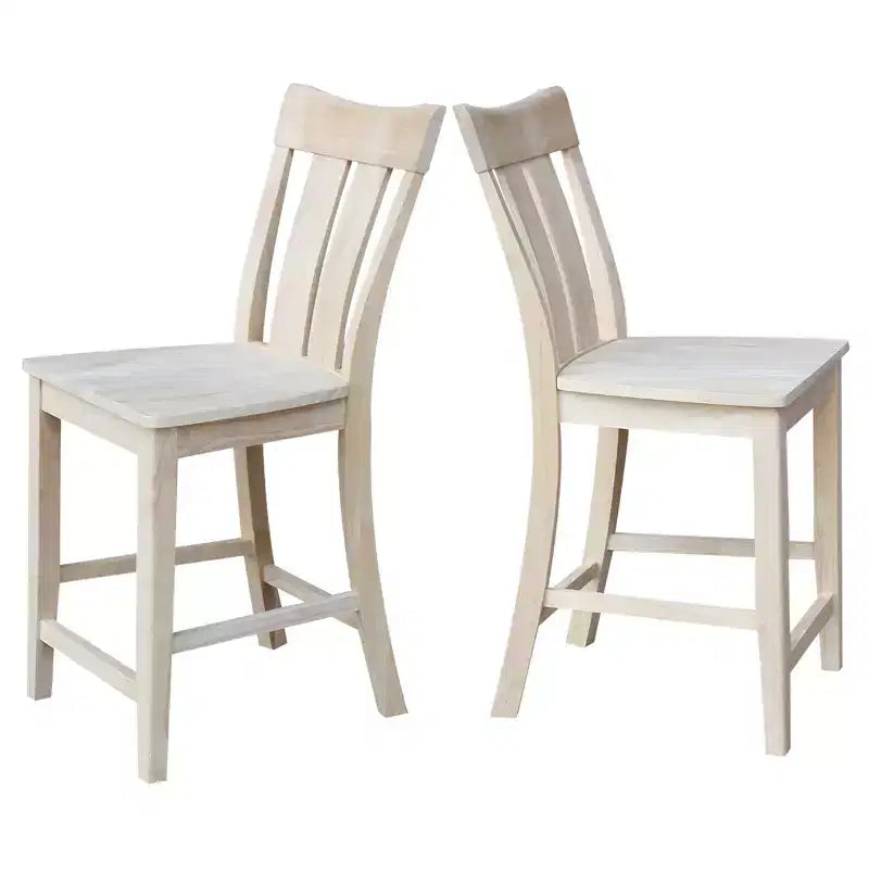 Sgabello da bancone Ava 24" (altezza bancone) non verniciato - International Concepts: Legno massello, Seduta quadrata