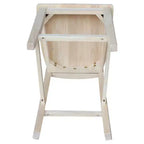Sgabello da bancone Ava 24" (altezza bancone) non verniciato - International Concepts: Legno massello, Seduta quadrata