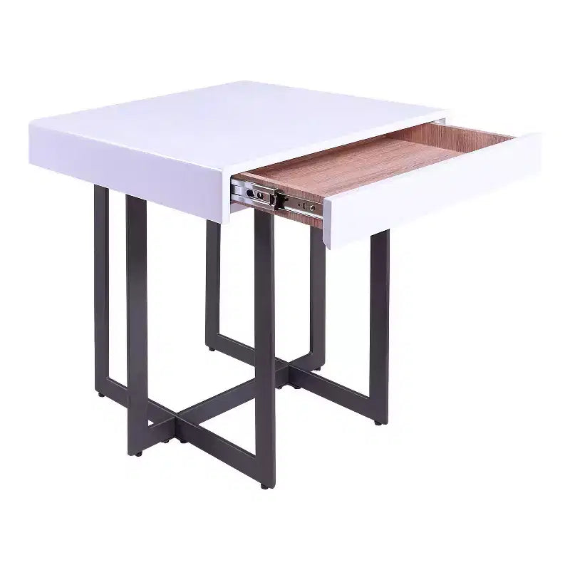 Neyo 22" Square Mdf End Table with Drawer White - miBasics