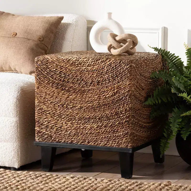 bali & pari Verino End Table Natural Seagrass/Espresso Brown