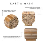 East at Main 22" Augusta Side Table Tan: Reclaimed Munggur Wood, U-Shaped, No Assembly Required