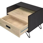 Tavolino d'appoggio Melkree 21" Finitura Quercia/Nero - Acme Furniture: Look Industriale, Cassetto Contenitore